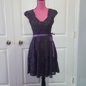 Gray/Purple lace overlay dress